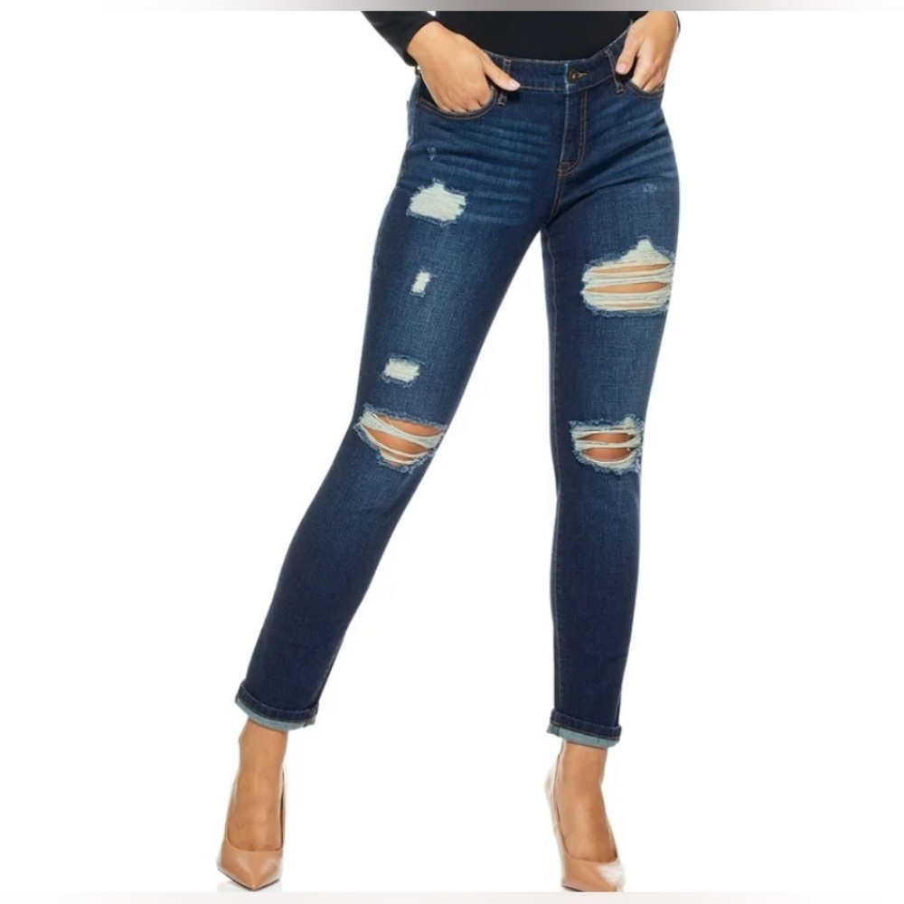 ENJEAN Distressed High-rise Skinny Jeans